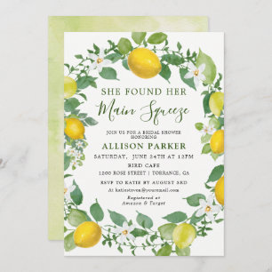 She Found Her Min Squeeze Lemon Bridal Shower Invitation
