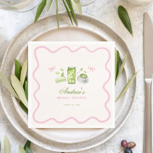 She Found Her Perfect Matcha Bow Bridal Shower Napkins