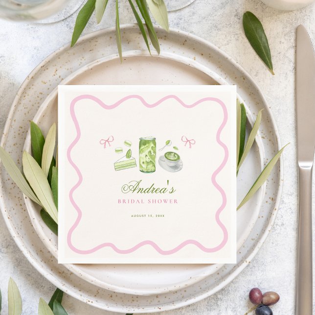 She Found Her Perfect Matcha Bow Bridal Shower Napkins (Creator Uploaded)
