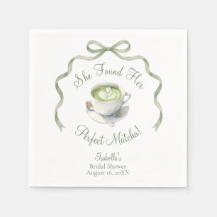She Found Her Perfect Matcha Bow Bridal Shower Napkins