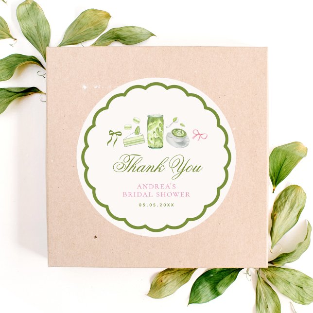 She Found Her Perfect Matcha Bridal Shower Favor Classic Round Sticker (Creator Uploaded)