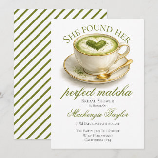 She Found Her Perfect Matcha Bridal Shower  Invitation