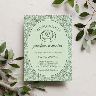 She Found Her Perfect Matcha Bridal Shower Invitation