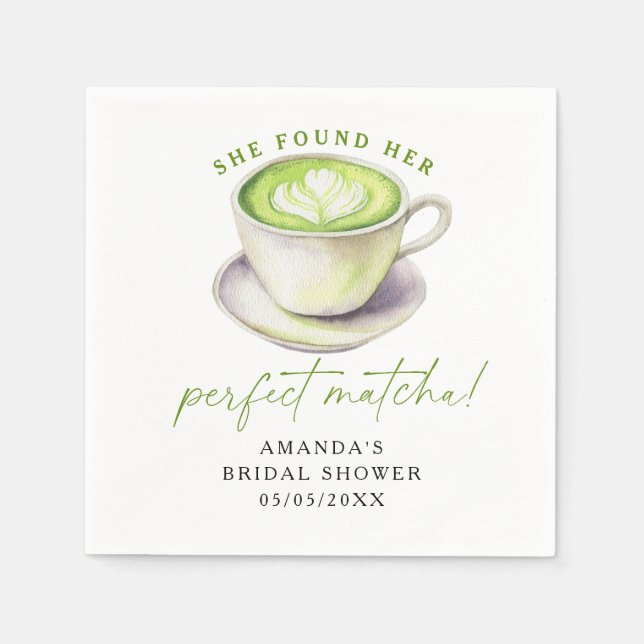 She found her perfect matcha Bridal shower Napkins (Front)