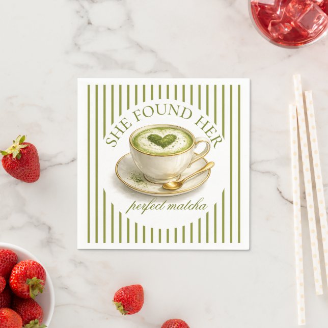 She Found Her Perfect Matcha Bridal Shower  Napkins (Insitu)