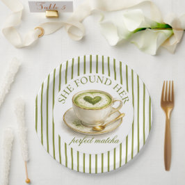 She Found Her Perfect Matcha Bridal Shower Paper Plates