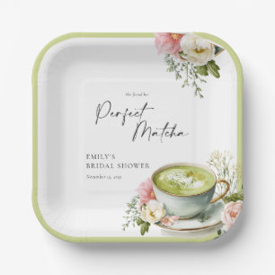 She Found Her Perfect Matcha Bridal Shower Paper Plates