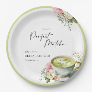 She Found Her Perfect Matcha Bridal Shower Paper Plates