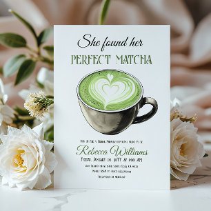 She Found Her Perfect Matcha Coffee Bridal Shower Invitation