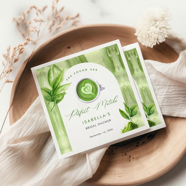 She Found Her Perfect Matcha Elegant Bridal Shower Napkins (Creator Uploaded)