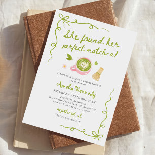 She Found Her Perfect Matcha Green Bridal Shower Invitation