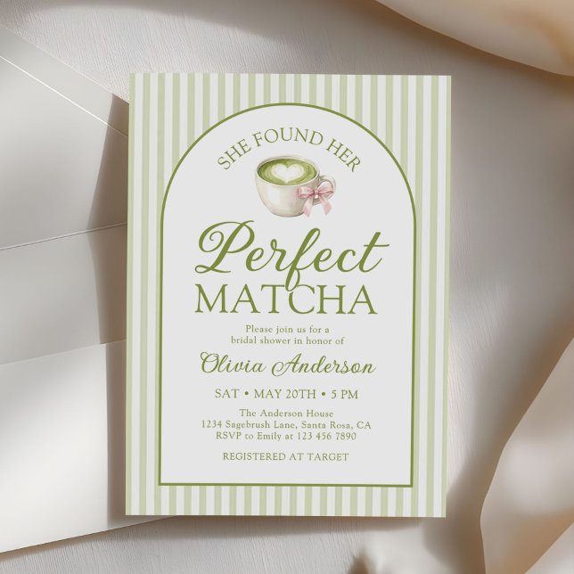 She Found Her Perfect Matcha Green Bridal Shower Invitation (Creator Uploaded)