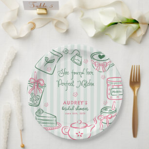 She Found Her Perfect Matcha Green Bridal Shower N Paper Plates