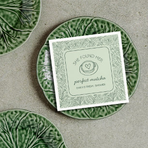  She Found Her Perfect Matcha Green Bridal Shower Napkins