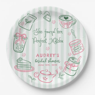 She Found Her Perfect Matcha Green Bridal Shower Paper Plates