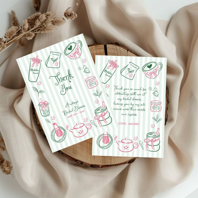 She Found Her Perfect Matcha Green  Bridal Shower Thank You Card (Creator Uploaded)