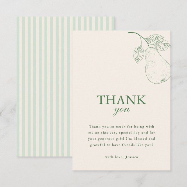 She Found Her Perfect Pear Bridal Shower Thank You Card (Front/Back)