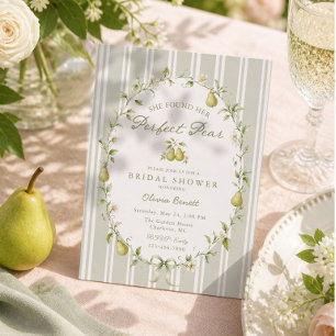 She Found Her Perfect Pear Green Bridal Shower Invitation