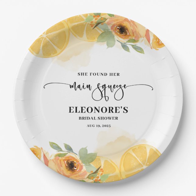 She Found her Squeeze Bridal Shower  Paper Plates (Front)