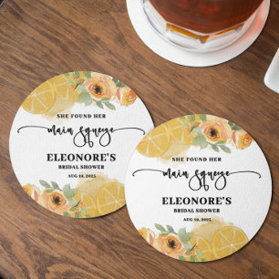 She Found her Squeeze Bridal Shower  Round Paper Coaster