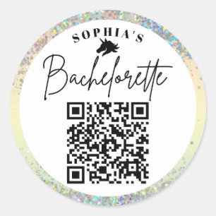 She Found Her Unicorn Bachelorette QR Code Drink Classic Round Sticker
