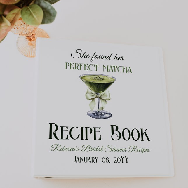 She Found Perfect Matcha Bridal Shower Recipe Book 3 Ring Binder (Creator Uploaded)