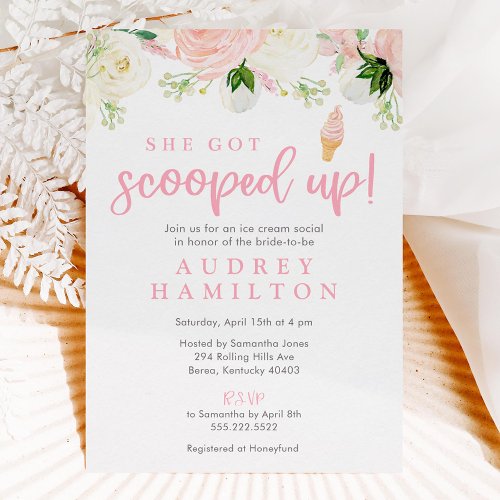 She Got Scooped Up Ice Cream Bridal Shower Invitation