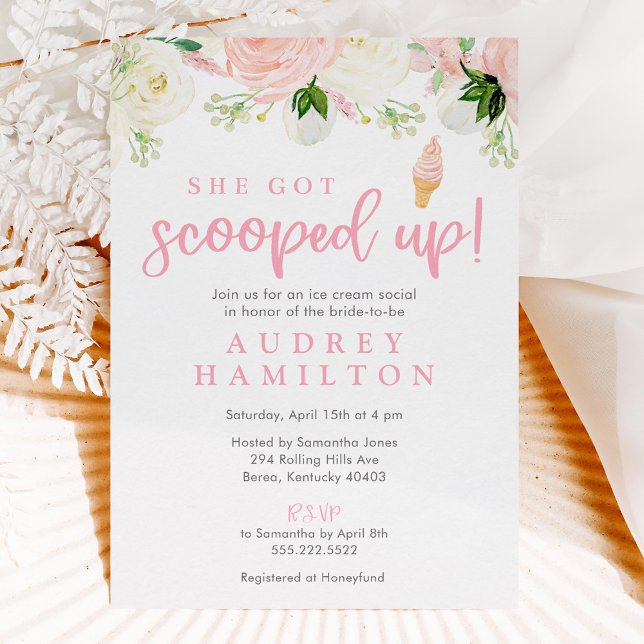 She Got Scooped Up Ice Cream Bridal Shower Invitation (Creator Uploaded)