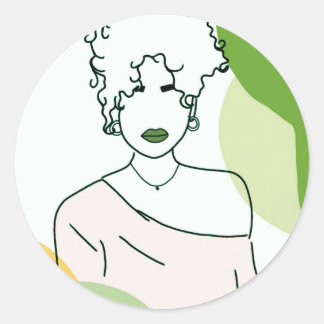 she - green classic round sticker