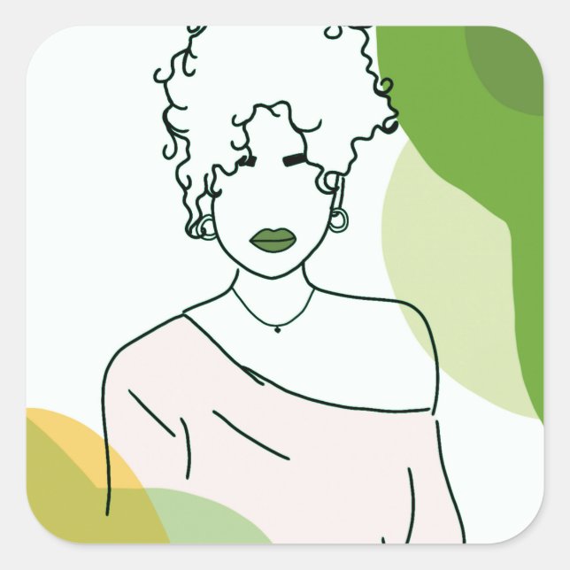 she - green square sticker (Front)