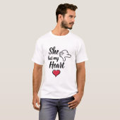 she has my heart couples Valentines T-Shirt (Front Full)