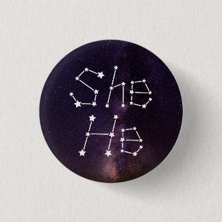 She/He Galaxy Starry Night Sky Constellation Button