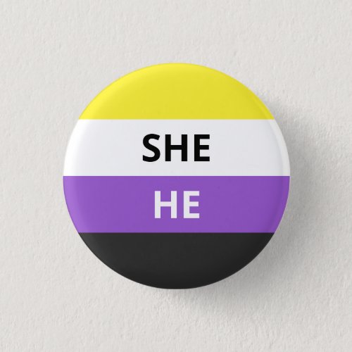 SheHe Pronouns Non_Binary Flag Badge Button