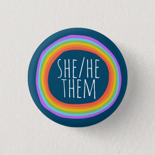 SHEHETHEM Pronouns Colorful Rainbow Circle  Button