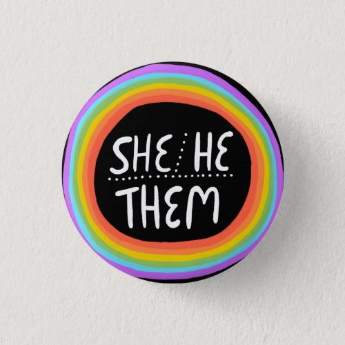 SHEHETHEM Pronouns Colorful Wonky Rainbow Circle Button