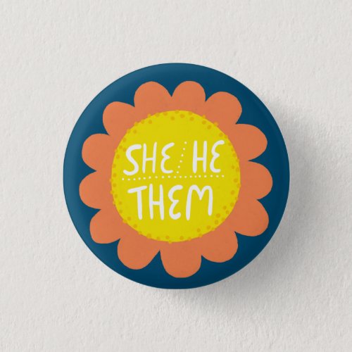 SHEHETHEM Pronouns Flower Pride Handlettered   Button