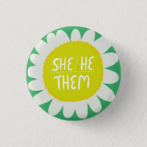 SHEHETHEM Pronouns Flower Pride Handlettered Button