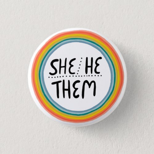 SHEHE  THEM Pronouns Rainbow Ring Colorful Pride Button