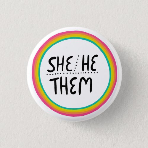 SHEHE  THEM Pronouns Rainbow Ring Colorful Pride Button