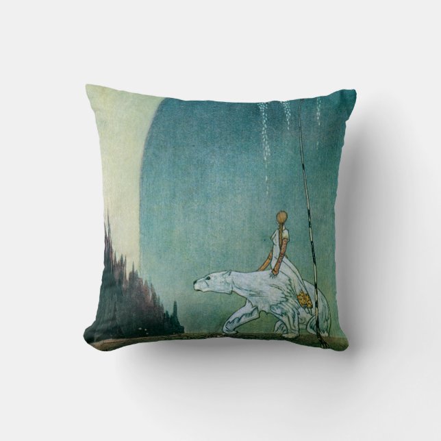 She Held Tight to the Bear Kay Nielsen Throw Pillow (Front)