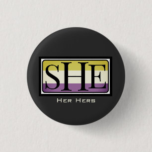 She her hers pronoun non-binary gender outfit  button