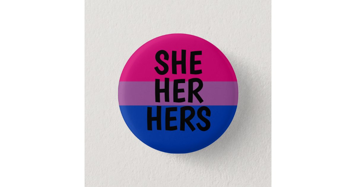 Sheherhers Pronouns Bisexual Pride Flag Button