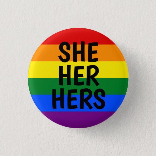 sheherhers pronouns rainbow pride flag button