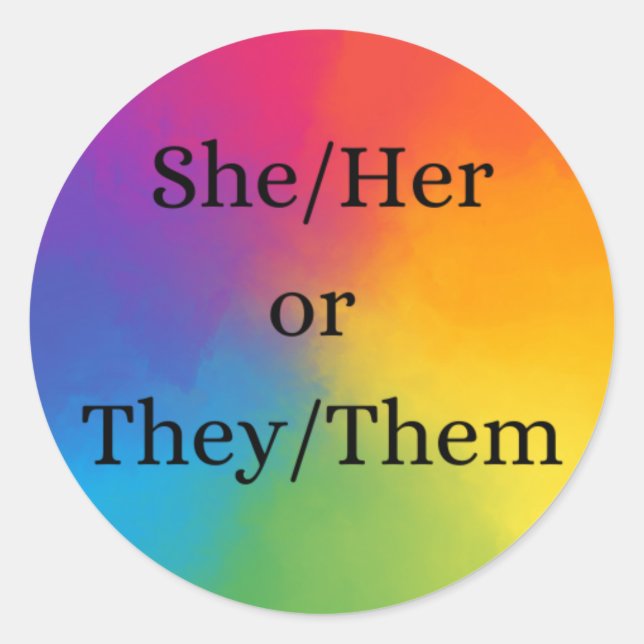 She/her or they/them pronoun sticker (Front)