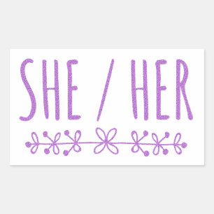 She Her pretty flowery lavender design Rectangular Sticker