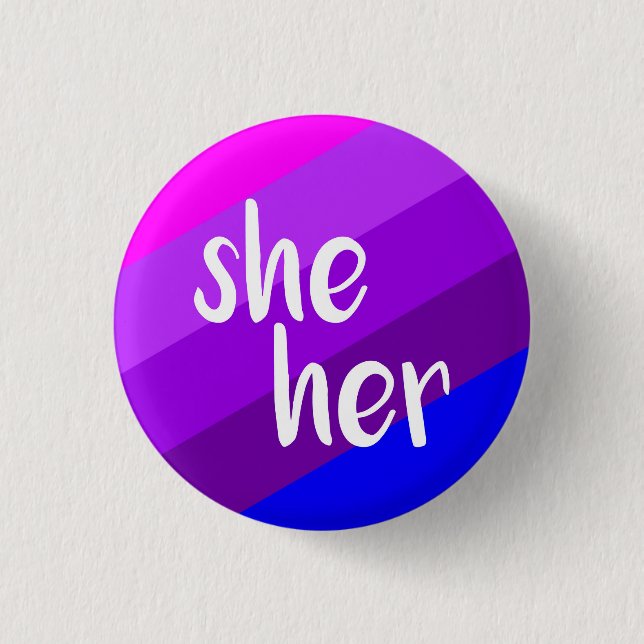 She/Her Pronoun Badge Button (Front)