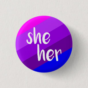 She/Her Pronoun Badge Button