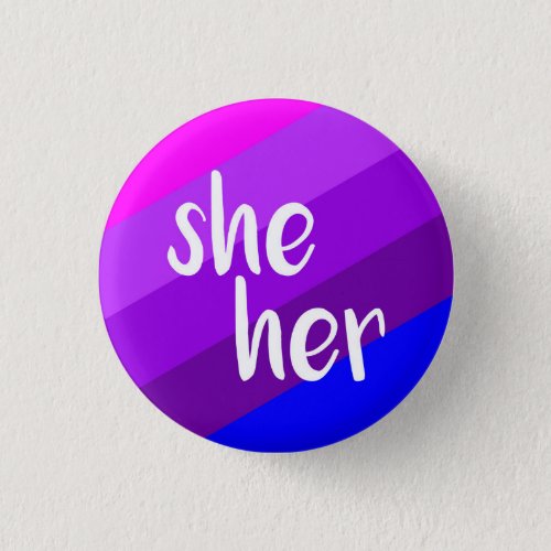 SheHer Pronoun Badge Button