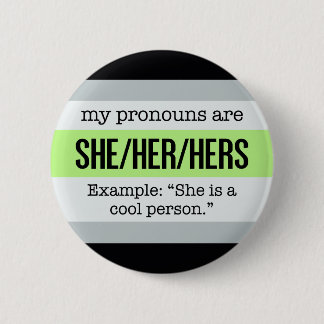 She/Her Pronouns – Agender Flag Pinback Button