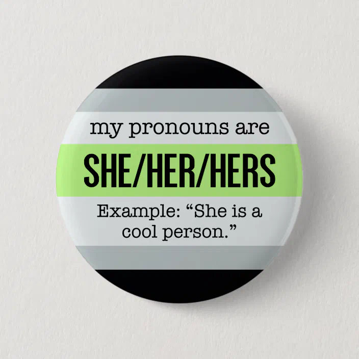 She Her Pronouns Agender Flag Pinback Button Zazzle Com